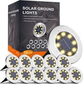 INCX paquete frontal de 12 luces solares mostrando diseño compacto y uso práctico