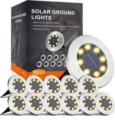 INCX paquete frontal de 12 luces solares mostrando diseño compacto y uso práctico