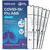 INDICAID caja frontal mostrando 5 pruebas y beneficios de detección rápida