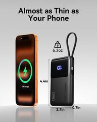 INIU built-in USB-C cable detail highlighting convenience and no-extra-cable benefit
