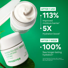 innisfree aplicación en rostro demostrando hidratación inmediata
