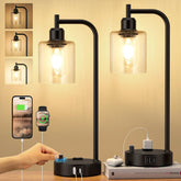 Innqoo lámpara frontal sobre mesita con luz cálida y diseño industrial