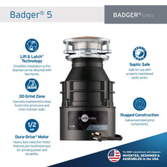 InSinkErator Badger 5 detalle del motor Dura-Drive que aporta potencia y durabilidad