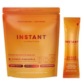 Instant Hydration frente del empaque mostrando 20 sticks y sabor mango piña