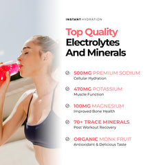 Instant Hydration bebida preparada en vaso que muestra hidratación inmediata