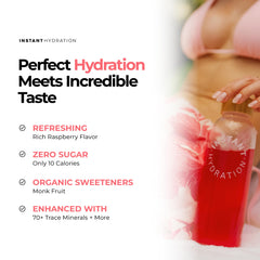 Instant Hydration primer plano del polvo resaltando textura y fácil disolución