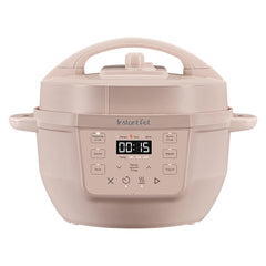 Instant Pot RIO Mini frontal mostrando el diseño Rosewater y ahorro de espacio