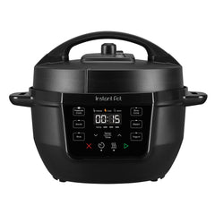 Instant Pot RIO Mini vista frontal mostrando diseño compacto y beneficio ahorro espacio