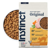 Instinct bolsa 11 lb al frente mostrando diseño y marca, ofrece proteína real