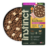Instinct empaque frontal mostrando la fórmula Small Breed y beneficios