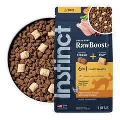 Instinct RawBoost front bag showing product branding and benefits