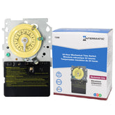 Intermatic T104M vista frontal del mecanismo con dial, útil para programación diaria