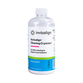 INVISALIGN envase frontal de Cleaning Crystals+ mostrando uso y beneficios