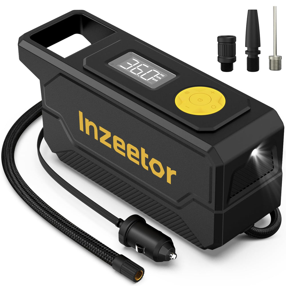 inzeetor vista frontal del compresor mostrando tamaño compacto y portabilidad