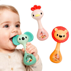 iPlay, iLearn sonajero frontal mostrando colores y forma ergonómica, estimula agarre