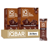 IQBAR Chocolate Sea Salt empaque frontal muestra bajo azúcar y sello Clean Label