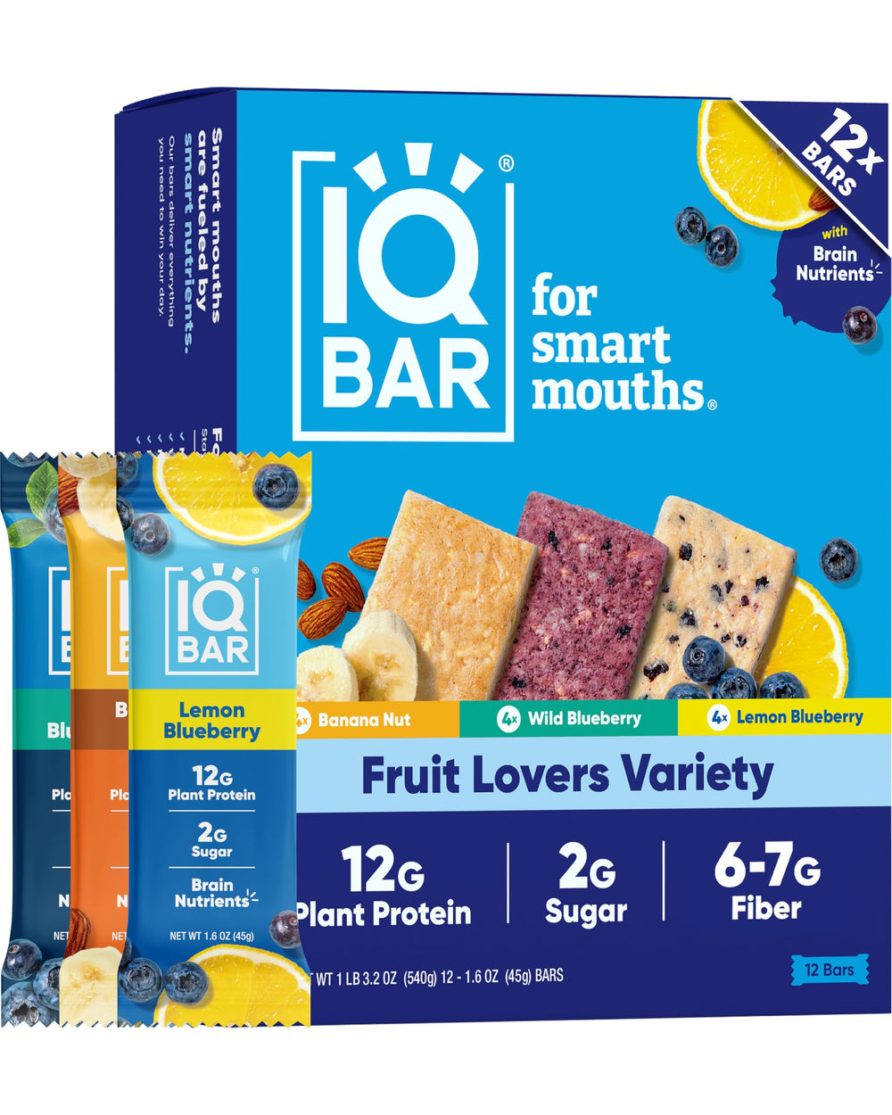 IQBAR paquete frontal variedad frutas mostrando diseño y conveniencia