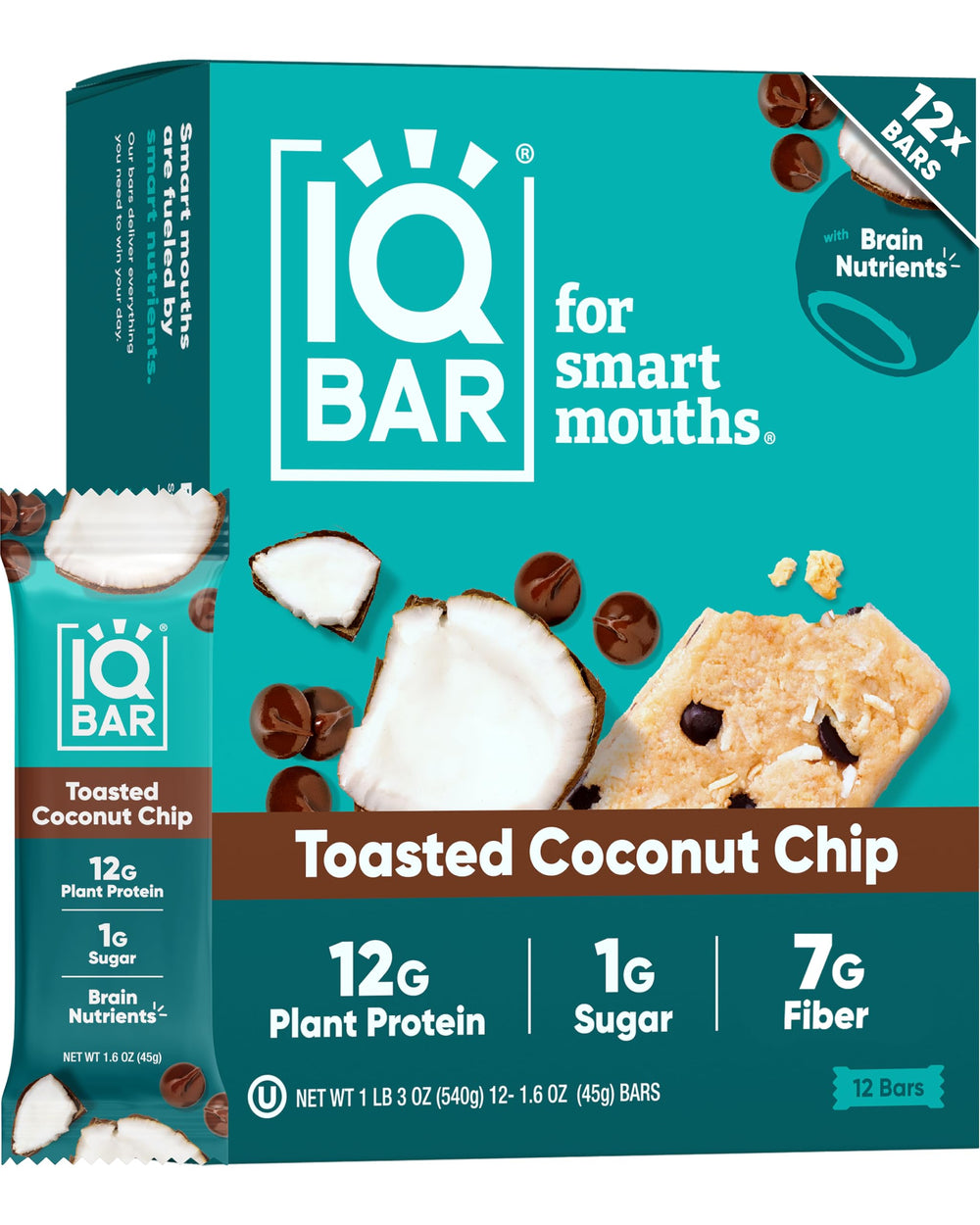 IQBAR frontal del empaque mostrando variedad y bajo azúcar
