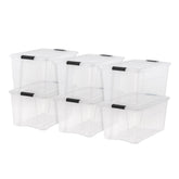 IRIS USA front view of six clear bins showing organization benefit