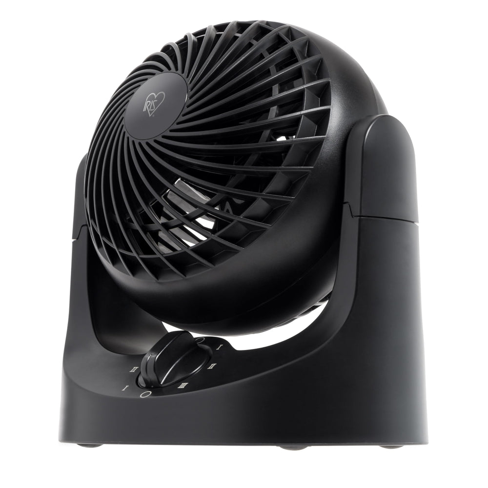 IRIS USA ventilador WOOZOO frontal mostrando diseño compacto y acabado mate para ahorro de espacio