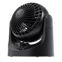 IRIS USA ventilador WOOZOO frontal mostrando diseño compacto y acabado mate para ahorro de espacio