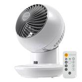 IRIS USA ventilador WOOZOO frontal en mesa mostrando diseño compacto y flujo