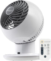 IRIS USA ventilador WOOZOO frontal mostrando diseño compacto y estética limpia