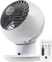 IRIS USA ventilador WOOZOO frontal mostrando diseño compacto y estética limpia