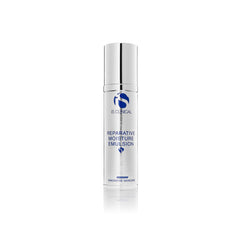 iS CLINICAL envase frontal de Reparative Moisture Emulsion mostrando presentación y beneficios