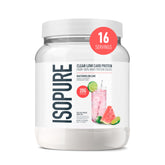 Isopure empaque frontal que muestra proteína clara y beneficio refrescante
