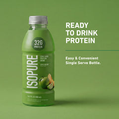 Isopure etiqueta nutricional con información de 32g proteína por envase