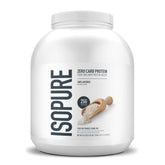 Isopure envase frontal mostrando marca y tamaño, ofrece proteína pura
