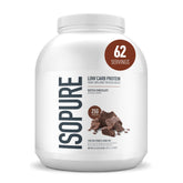 Isopure envase frontal Dutch Chocolate mostrando etiqueta y tamaño, conveniencia inmediata