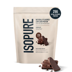 Isopure primer plano del polvo para apreciar finura y fácil disolución