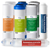 iSpring empaque frontal del pack F9K con 9 cartuchos y beneficio de mantenimiento anual
