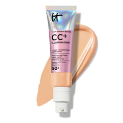 IT Cosmetics CC+ Illumination frente del envase, presentación profesional y práctica