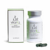 It Just Works vista frontal del frasco mostrando etiqueta clara y confianza