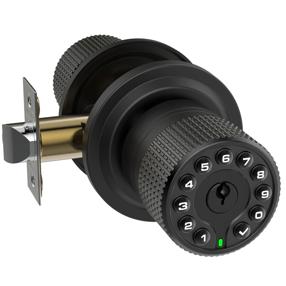 iulock pomo frontal en negro mate, diseño moderno y seguro