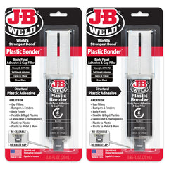 J-B Weld jeringa frontal mostrando el diseño y facilidad de uso