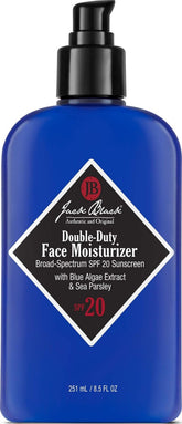 Jack Black frente del envase mostrando hidratante SPF 20 que protege y humecta