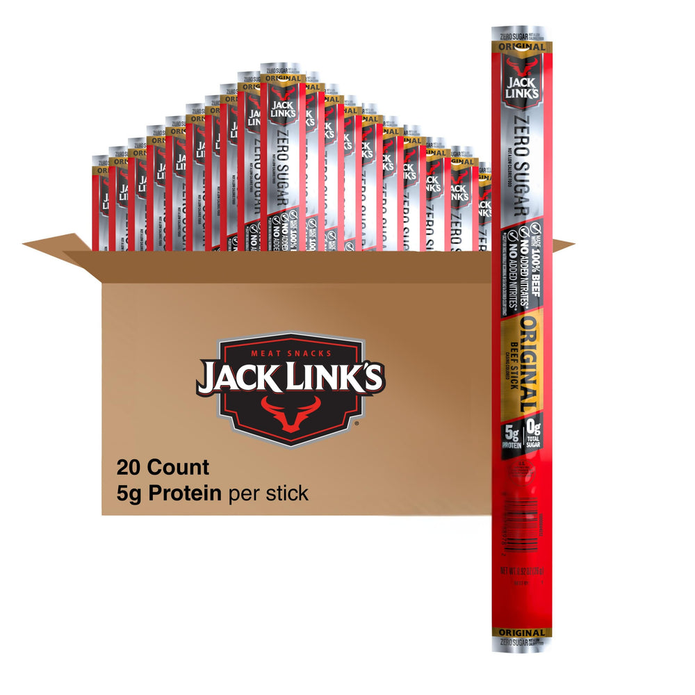Jack Link's paquete frontal mostrando palitos y beneficio de proteína inmediata