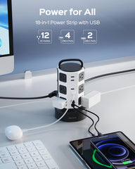 JACKYLED detalle de puertos USB‑C y USB‑A para carga rápida y ordenada