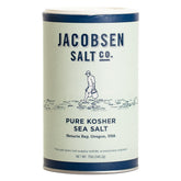 Jacobsen Salt Co. empaque frontal mostrando la sal gruesa y apariencia premium