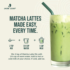 Jade Leaf Matcha latte en vaso con espuma perfecta listo para servir
