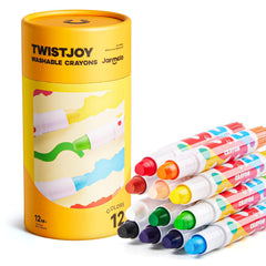 Jar Melo envase frontal mostrando 12 colores y seguridad para toddlers