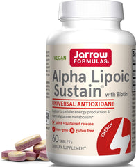 Jarrow Formulas vista frontal del empaque mostrando 60 tabletas y beneficios veganos