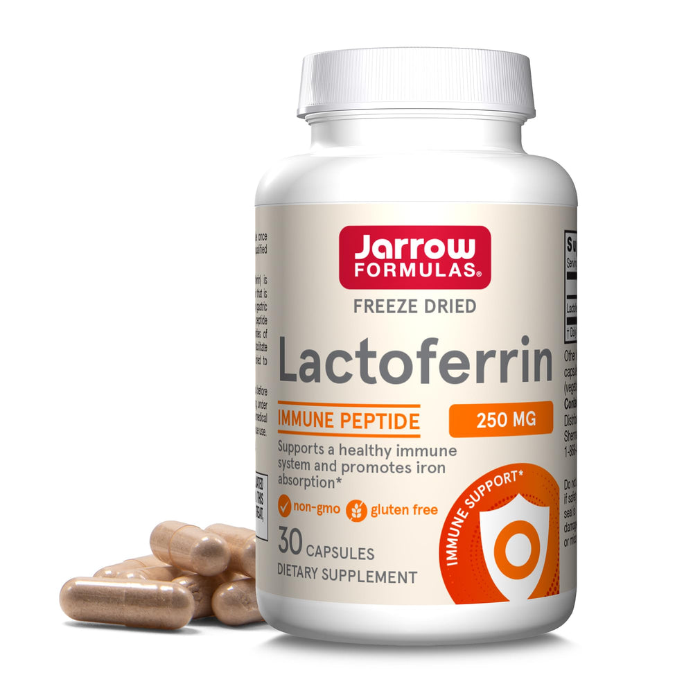 Jarrow Formulas frasco frontal mostrando el envase y beneficio de dosificación