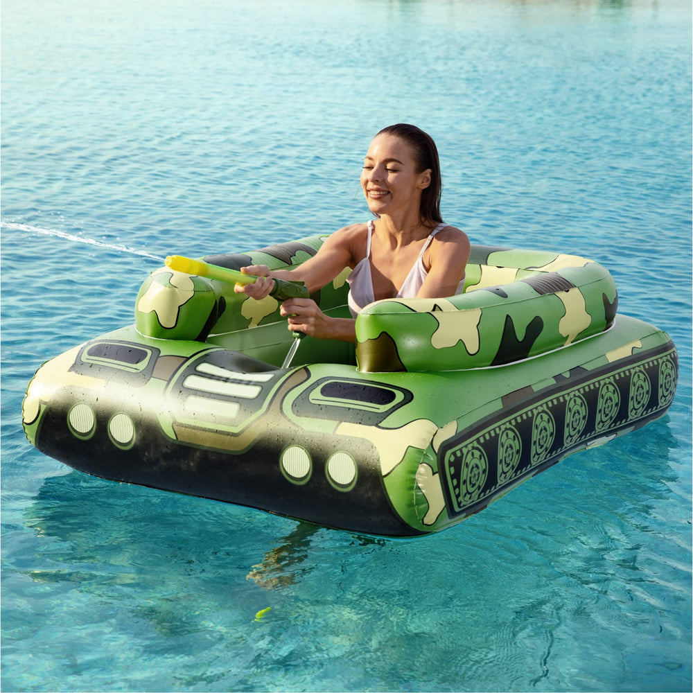 Jasonwell frente del tanque inflable mostrando diseño y color verde para diversión