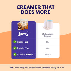 Javvy primer plano de polvo cremoso que muestra mezcla sin grumos