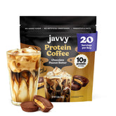 Javvy envase frontal Chocolate Peanut Butter, presentación y beneficios rápidos